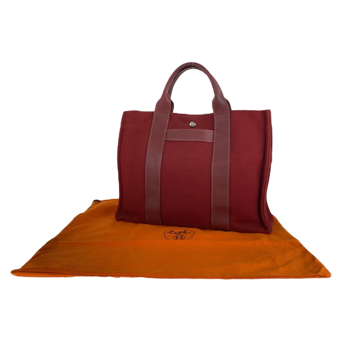 13100
HERMES エルメス サックアーネMM ワインレッド ボルドー シルバー金具 キャンバス / レザー トートバッグ ハンドバッグ A4対応 レディース
