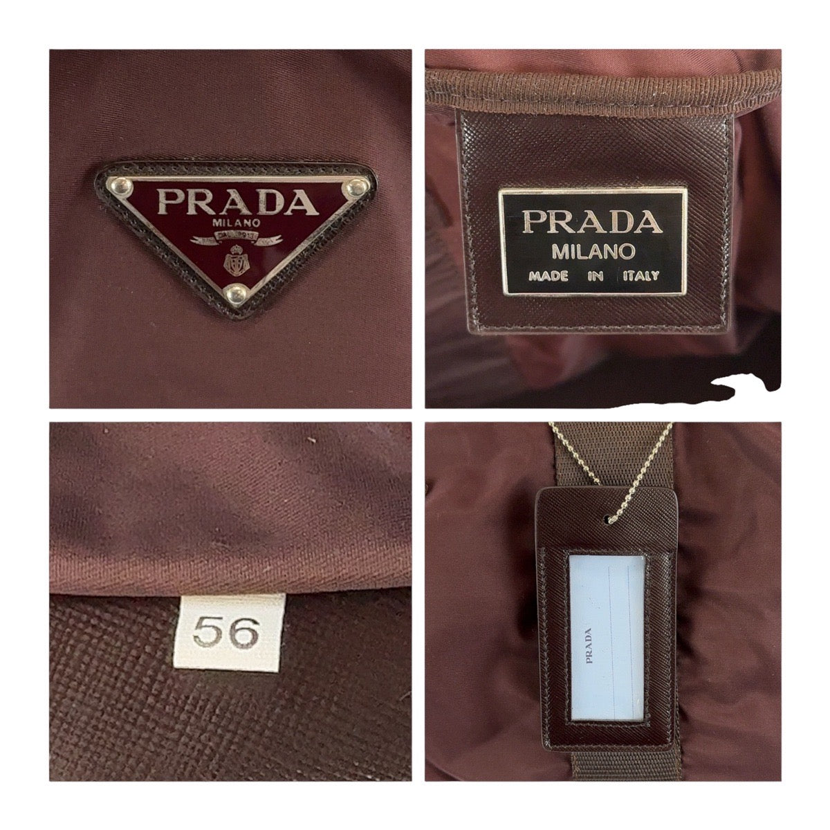 13104
PRADA プラダ 三角ロゴプレート テスート ブラウン シルバー金具 ナイロン ボストンバッグ レディース