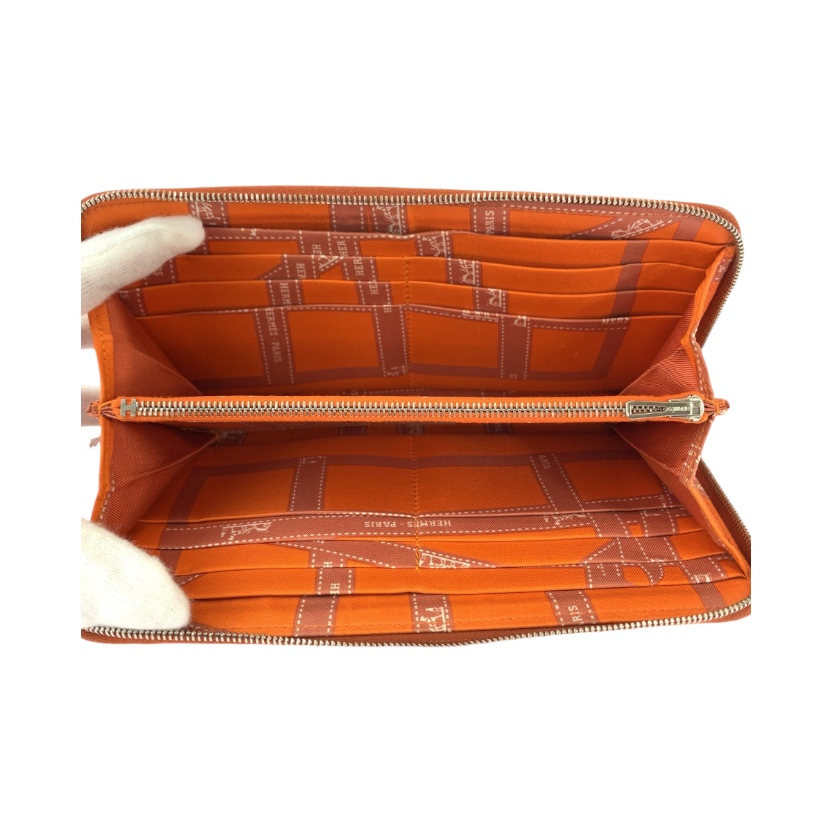 HERMES エルメス アザップ ロング シルクイン ブリック ブラウン シルバー金具 ヴォーエプソン 長財布 ラウンドファスナー ▫︎O刻印 レディース