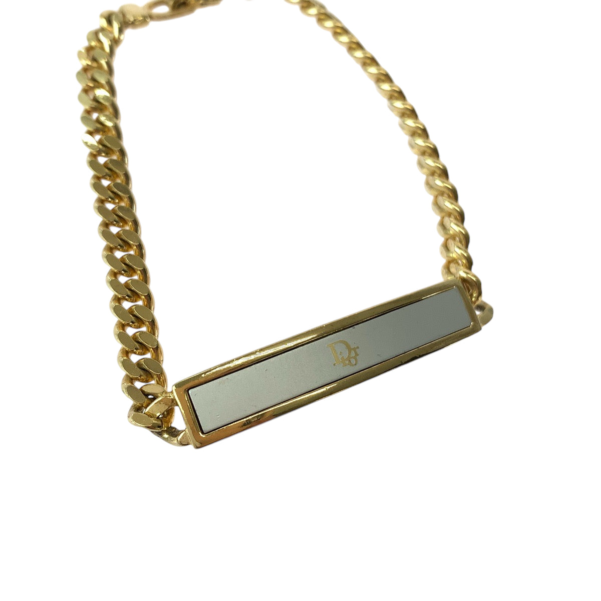 13169
Dior ディオール プレートトップロゴ ゴールド ホワイト メッキ ブレスレット レディース