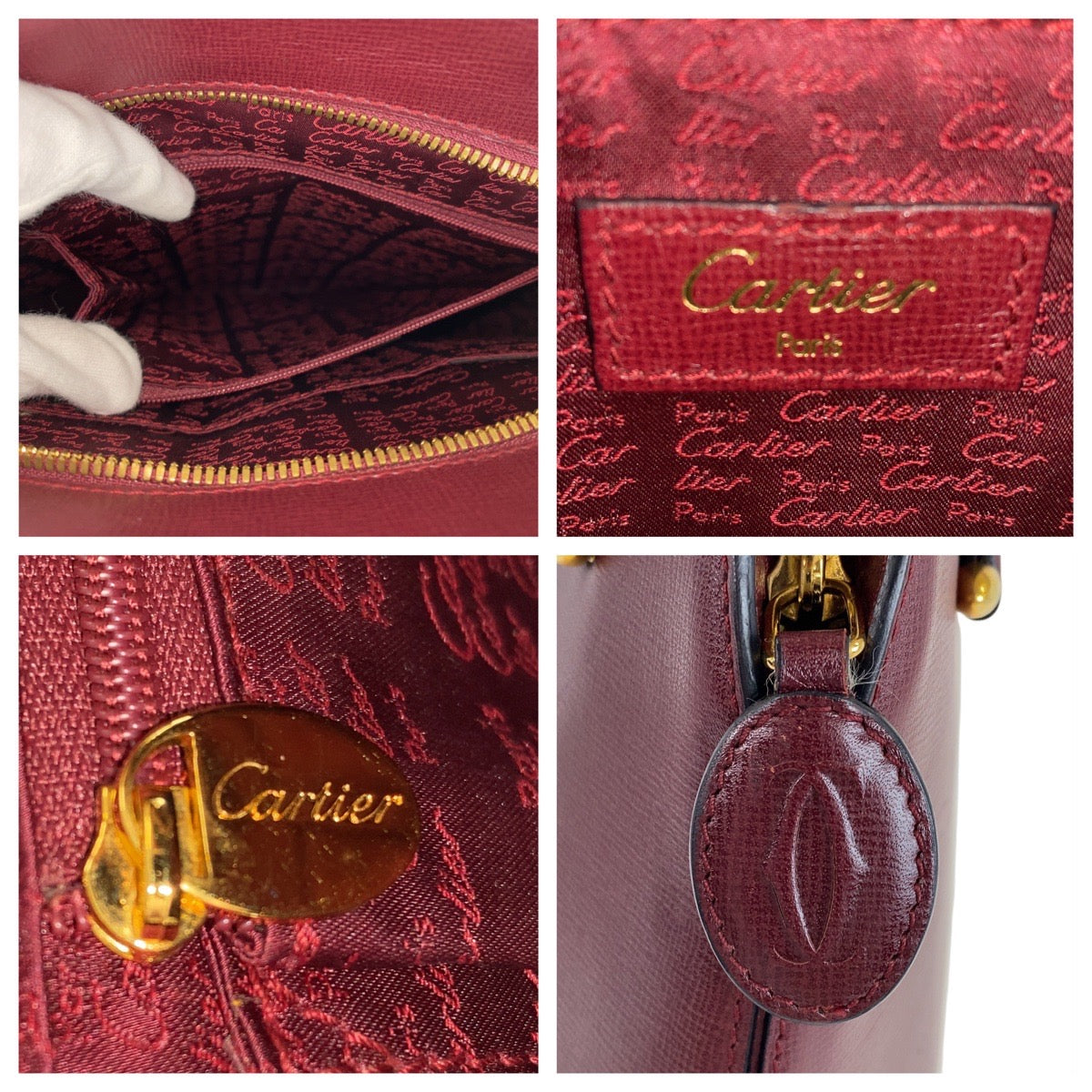 13177
CARTIER カルティエ マストライン ワインレッド ボルドー ゴールド金具 レザー ハンドバッグ レディース