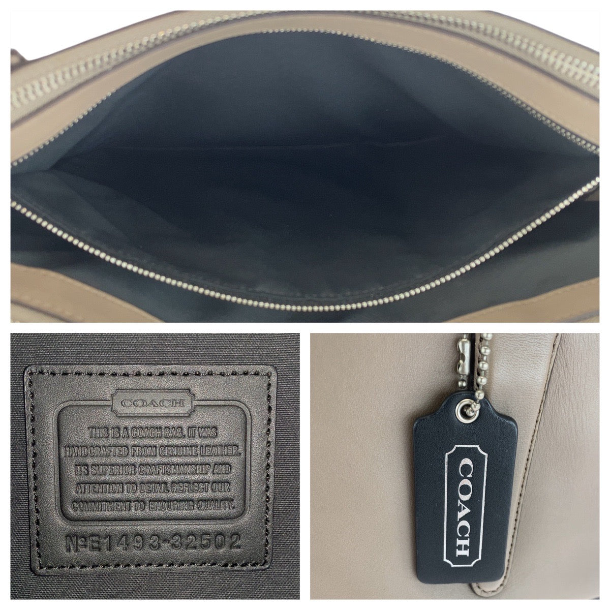 13180
COACH コーチ バイカラー ブラウン シルバー金具 レザー ハンドバッグ ショルダーバッグ 2way レディース