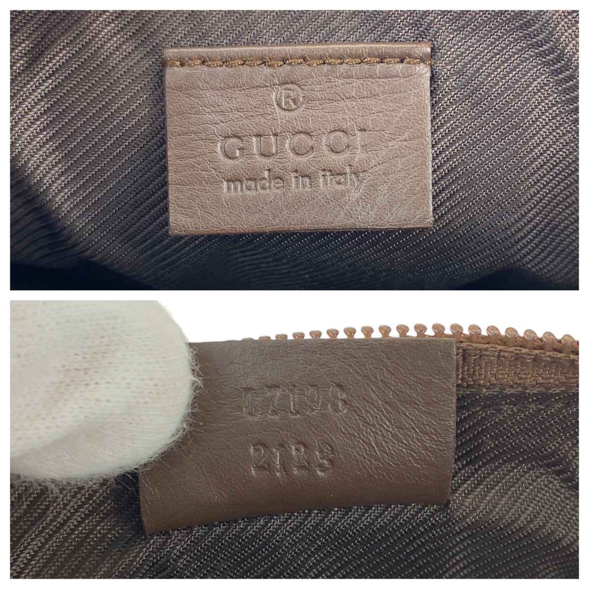 13190
GUCCI グッチ ブラウン ベージュ シルバー金具 GGキャンバス / レザー 7198 ハンドバッグ アクセサリーポーチ レディース