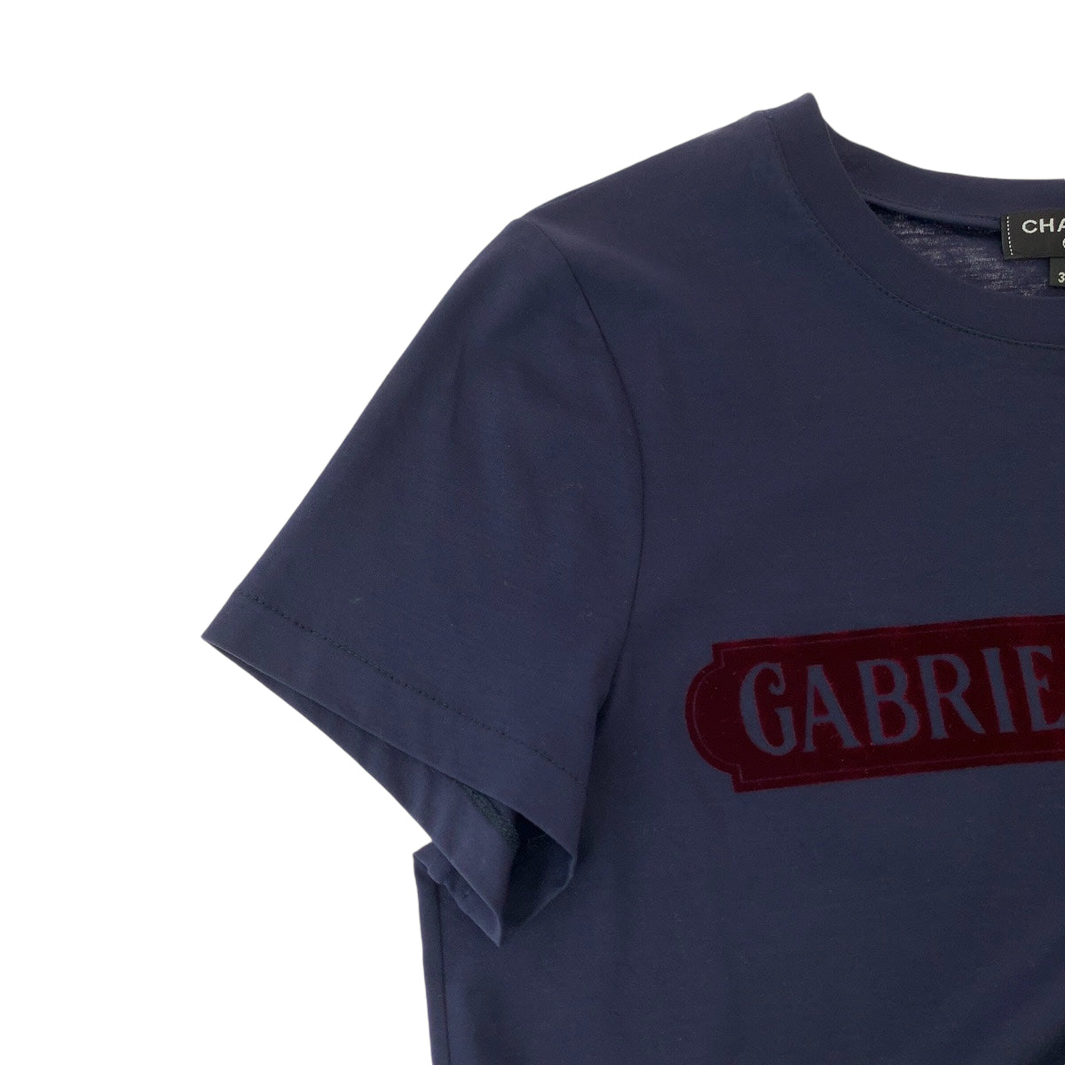 13199
CHANEL シャネル ガブリエルロゴ サイズ34 ネイビー レッド コットン P57359K07506 半袖Tシャツ クルーネック カットソー レディース
