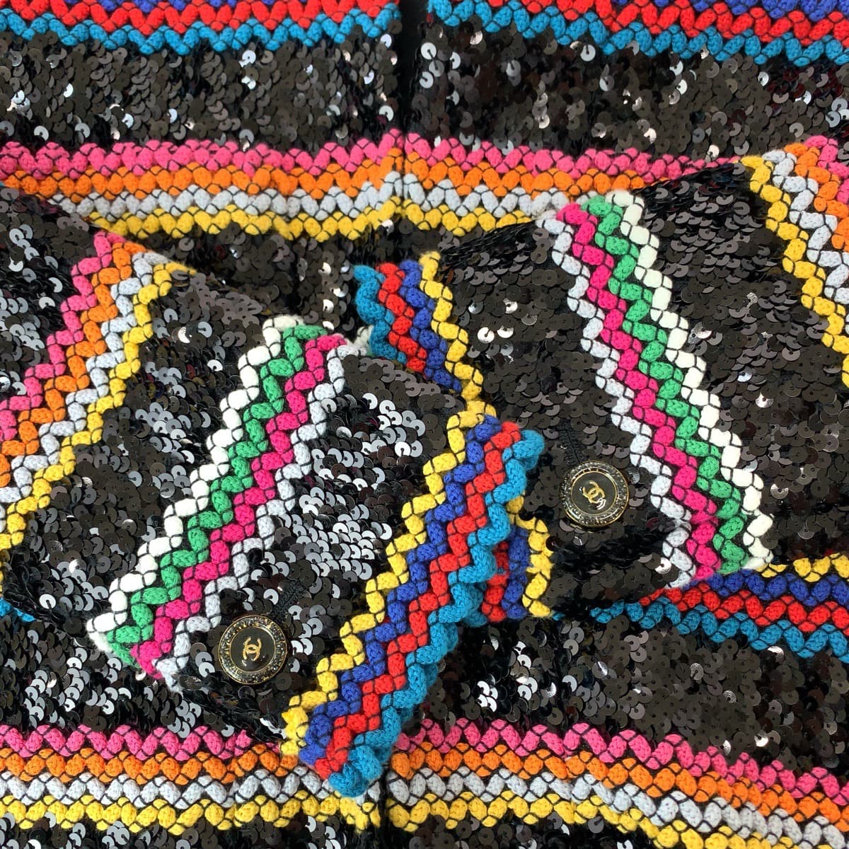 13205
CHANEL シャネル コレクションライン スパンコール サイズ36 マルチカラー コットン P72607V64263 ノーカラージャケット カーディガン レディース SA568