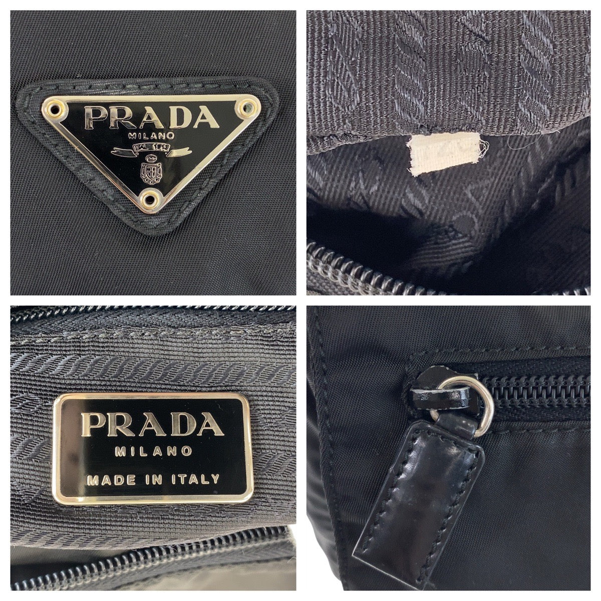 12803
PRADA プラダ テスート 三角ロゴプレート ブラック 黒 シルバー金具 ナイロン / レザー 斜め掛け ショルダーバッグ メッセンジャーバッグ メンズ
