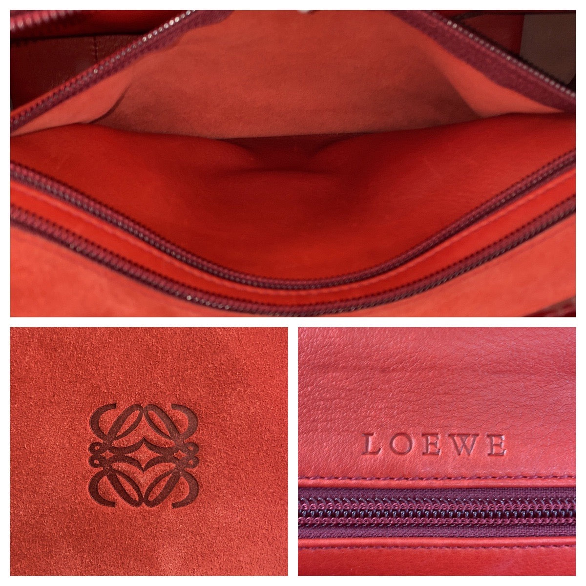 13346
LOEWE ロエベ ヴィンテージ アナグラム アマソナ28 レッド ゴールド金具 スウェード / レザー ハンドバッグ ミニボストンバッグ レディース