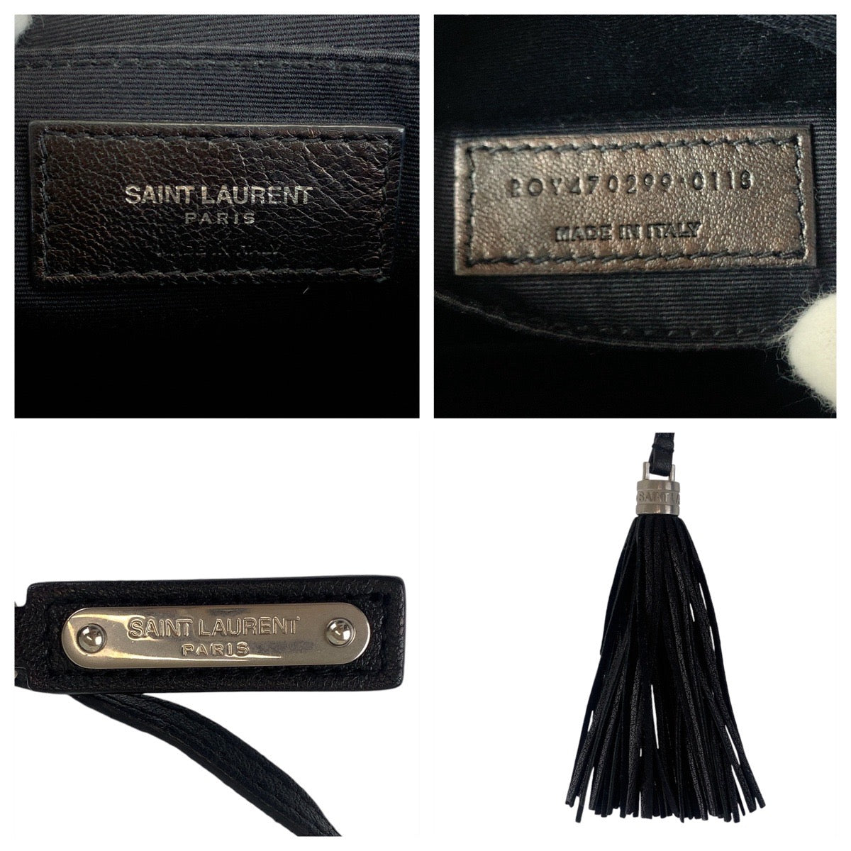 13358
SAINT LAURENT PARIS YSL Black Silver Hardware Leather Shoulder Bag Pochette Women's AB50