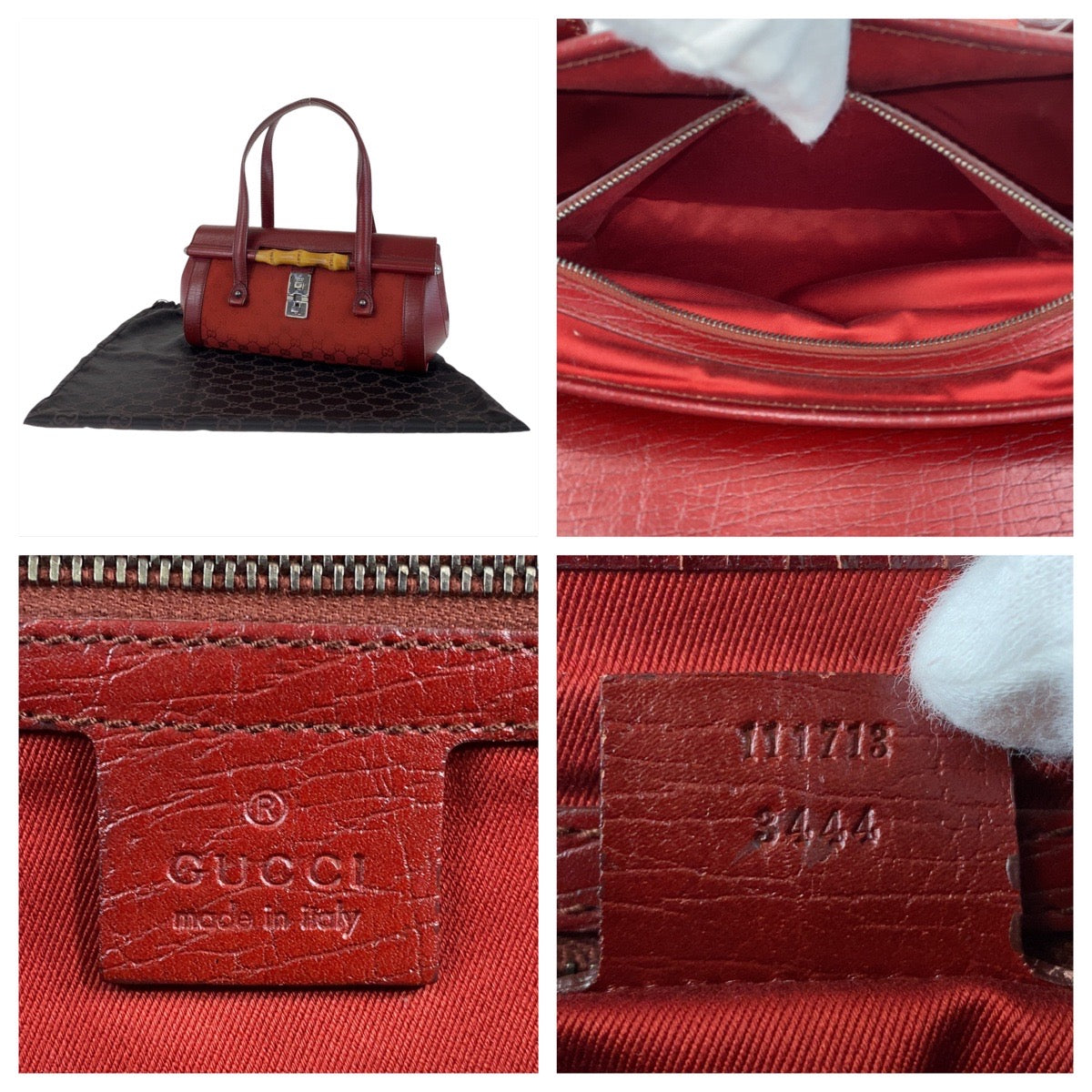13359
GUCCI グッチ バンブー レッド シルバー金具 GGキャンバス / レザー 111713 ショルダーバッグ レディース