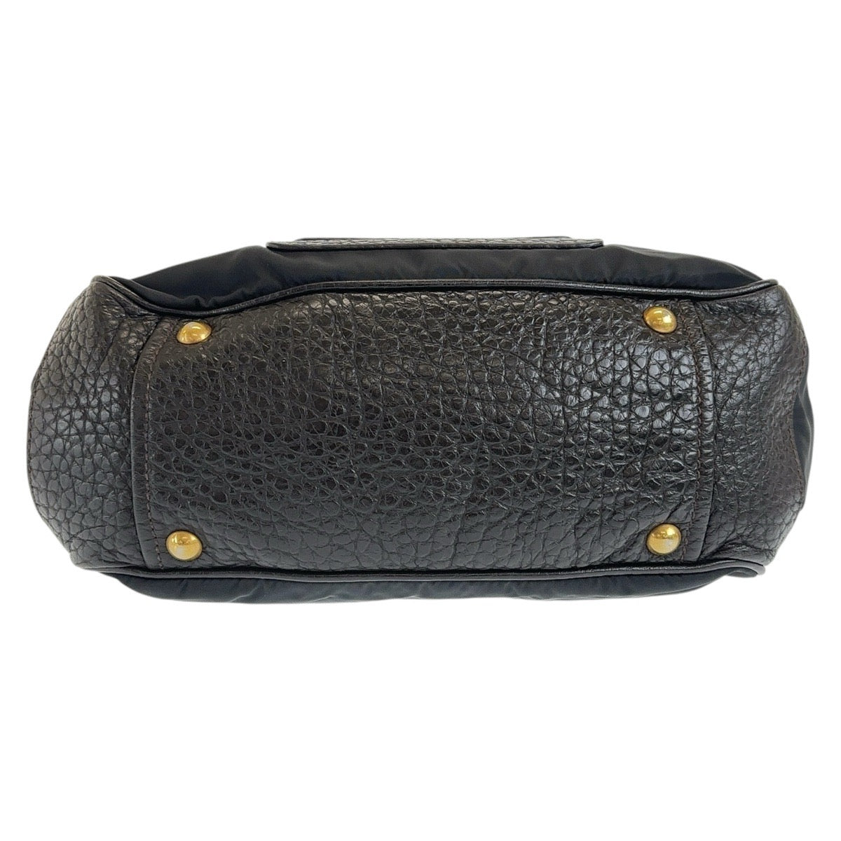 13374
PRADA プラダ 三角ロゴプレート ブラウン ゴールド金具 レザー / ナイロン ショルダーバッグ レディース