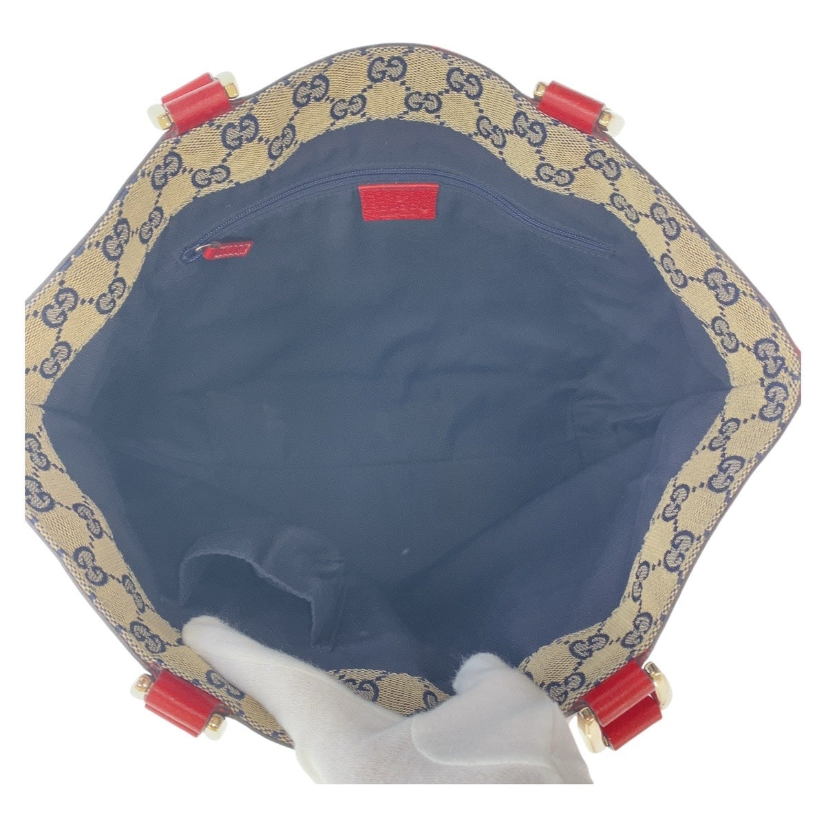 13390
GUCCI グッチ アビー レッド ゴールド金具 レザー / GGキャンバス 130739 トートバッグ ハンドバッグ レディース