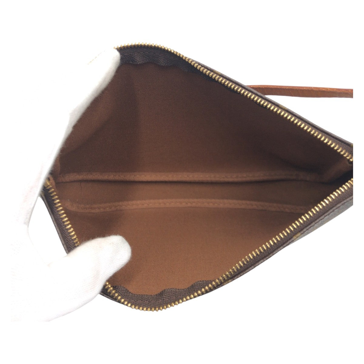 LOUIS VUITTON Vintage Monogram Pochette Accessory Brown Gold Hardware PVC M51980 Pouch Accessory Pouch Women's