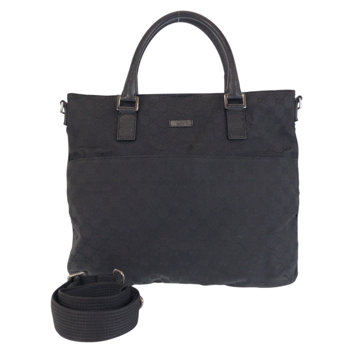 13404
GUCCI グッチ ブラック 黒 シルバー金具 GGキャンバス / レザー 122797 トートバッグ ショルダーバッグ レディース
