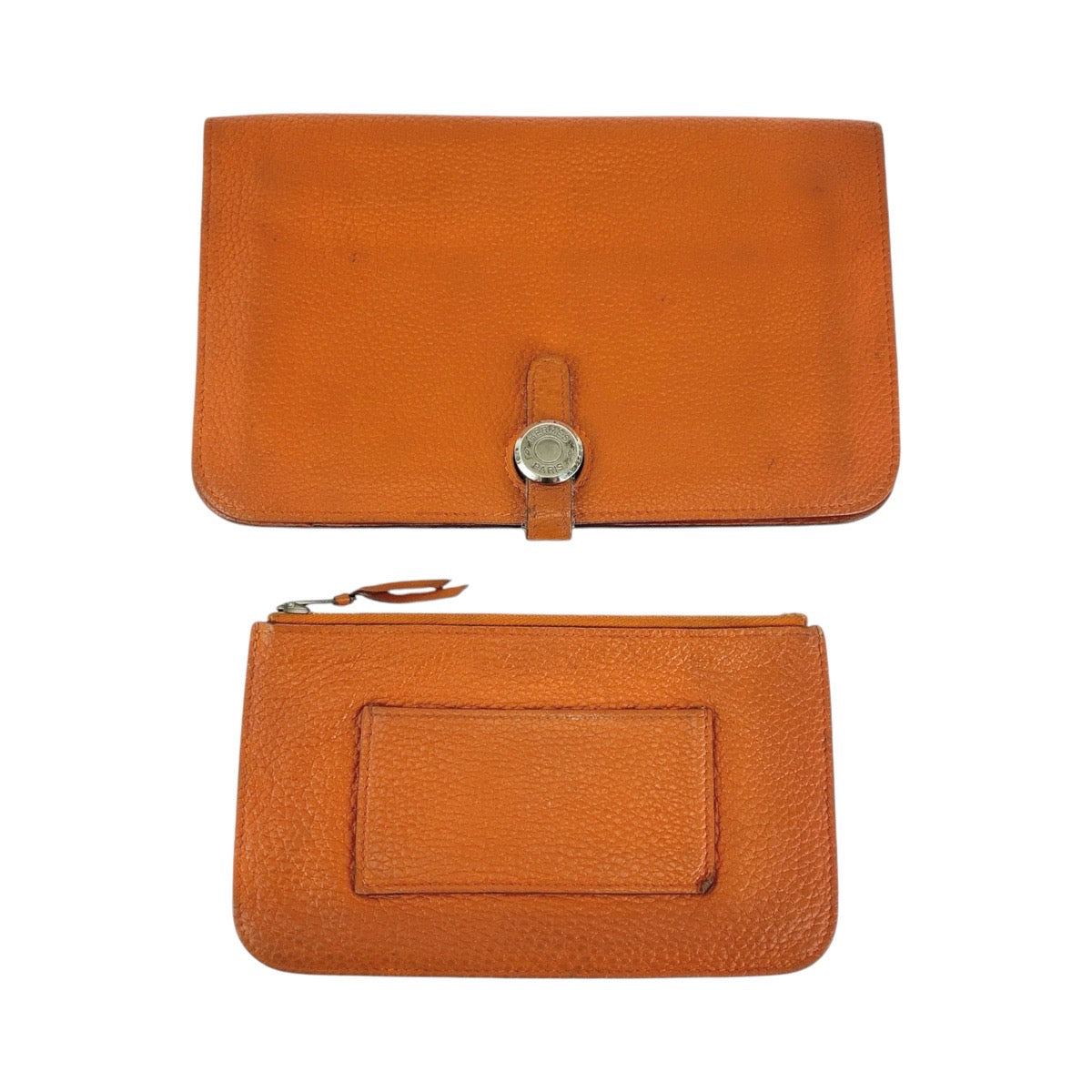 13443
HERMES エルメス ドゴンGM オレンジ シルバー金具 トゴ 長財布 ロングウォレット 男女兼用 □C刻印 レディース