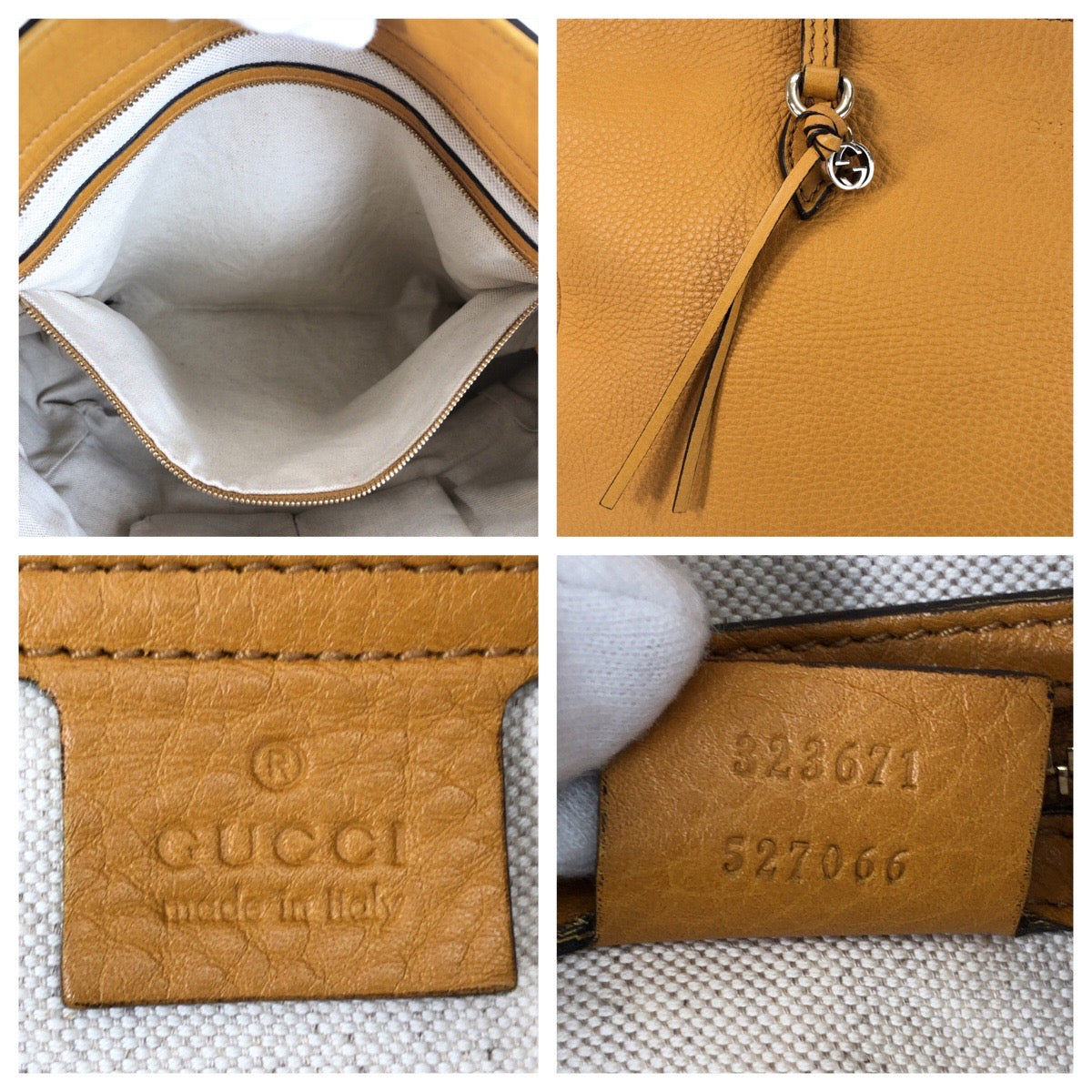 13461
GUCCI グッチ イエロー ゴールド金具 レザー 323671 トートバッグ ショルダーバッグ レディース