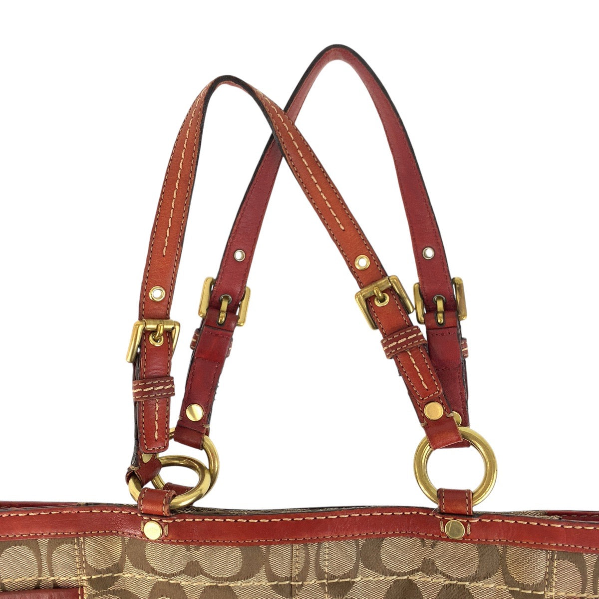 14085
COACH コーチ シグネチャー ブラウン ゴールド金具 キャンバス / レザー 11237 トートバッグ ショルダーバッグ レディース B5