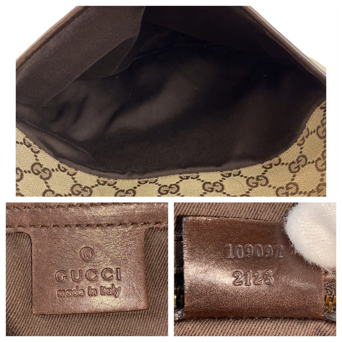 13467
GUCCI グッチ ブラウン ベージュ ゴールド金具 GGキャンバス / レザー 109097 斜め掛け ショルダーバッグ メッセンジャーバッグ レディース