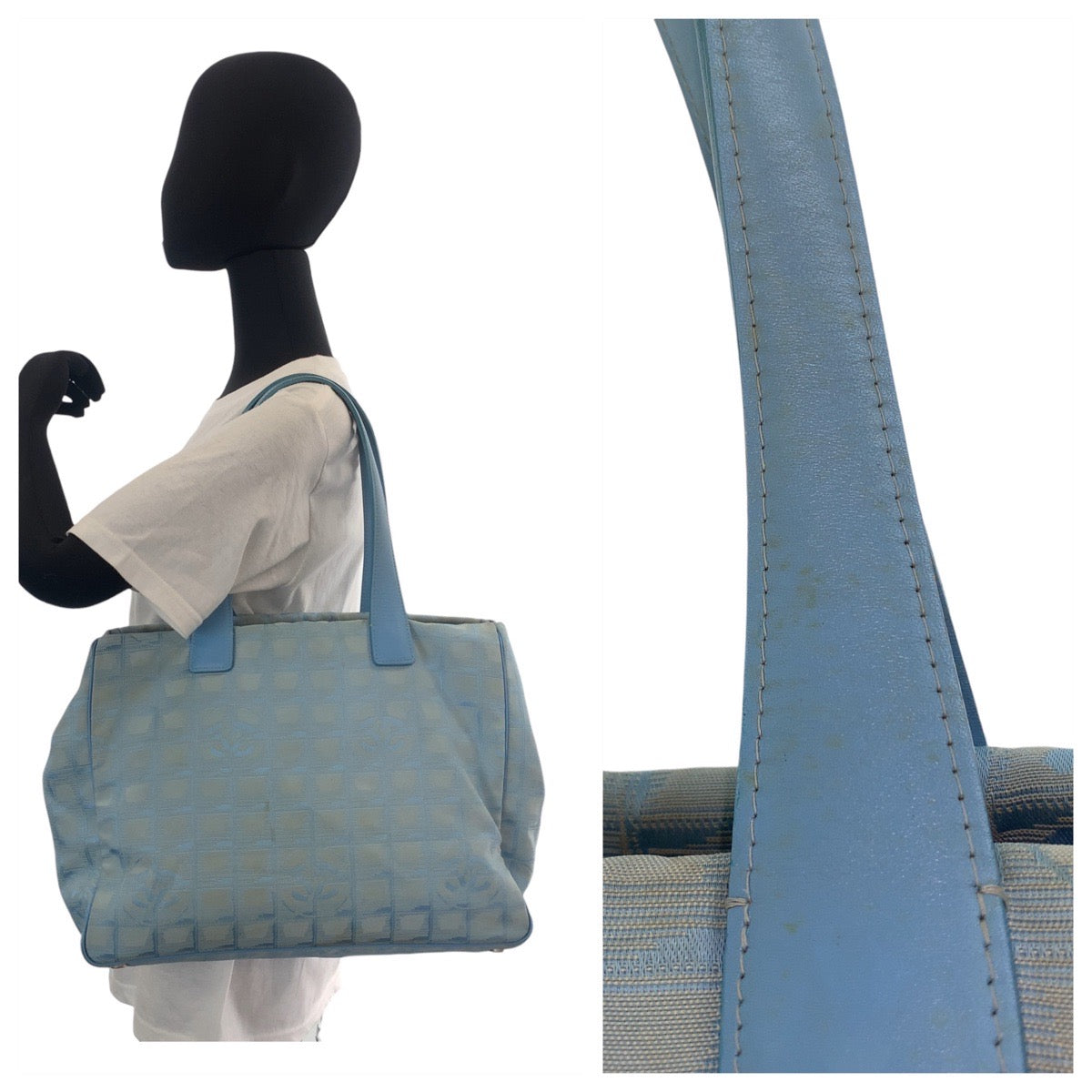 13471
CHANEL シャネル ニュートラベルライン ブルー シルバー金具 ナイロン / レザー トートバッグ ショルダーバッグ ニュートラトート レディース