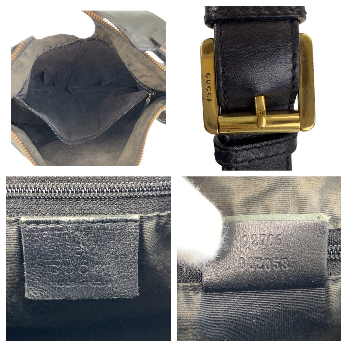 13488
GUCCI グッチ ブラック 黒 ゴールド金具 GGキャンバス / レザー 92706 ショルダーバッグ レディース