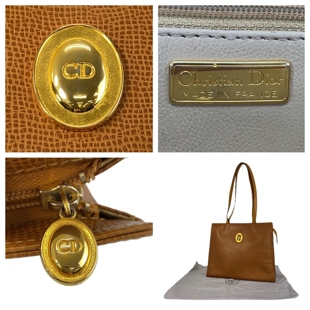 14098
Christian Dior クリスチャンディオール ヴィンテージ ブラウン ゴールド金具 レザー トートバッグ ショルダーバッグ レディース