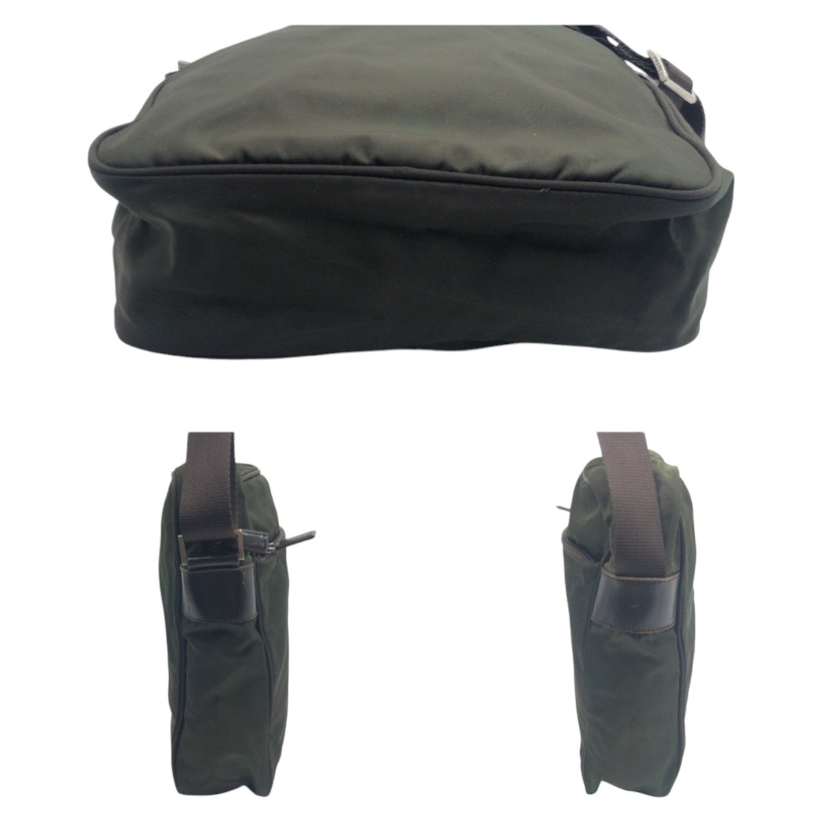 PRADA Prada Tessuto Triangle Logo Khaki Green Nylon Shoulder Bag for Women
