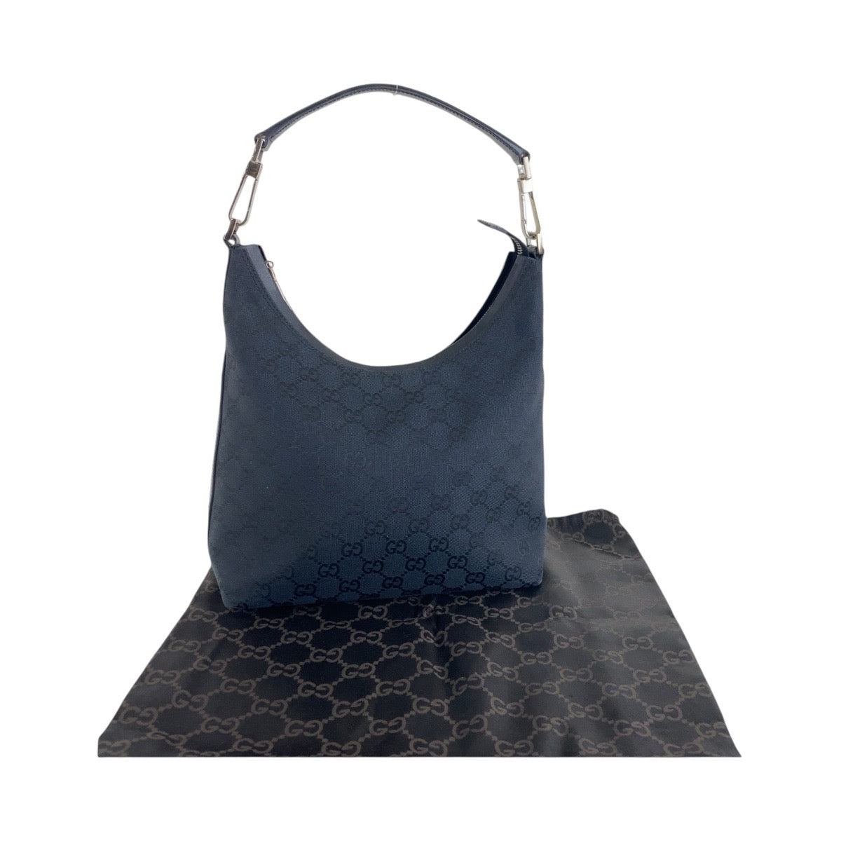 13551
GUCCI グッチ ブラック 黒 シルバー金具 GGキャンバス / レザー 000 0602 ホーボー ショルダーバッグ レディース