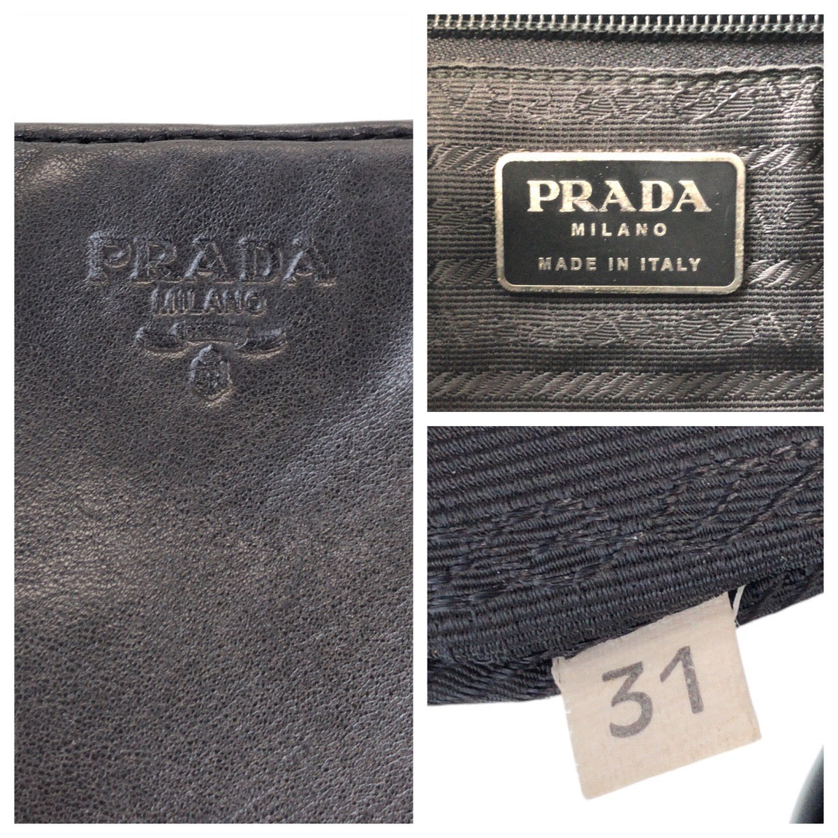 13563
PRADA プラダ ヴィンテージ ブラック 黒 レザー / プラスチック ショルダーバッグ レディース