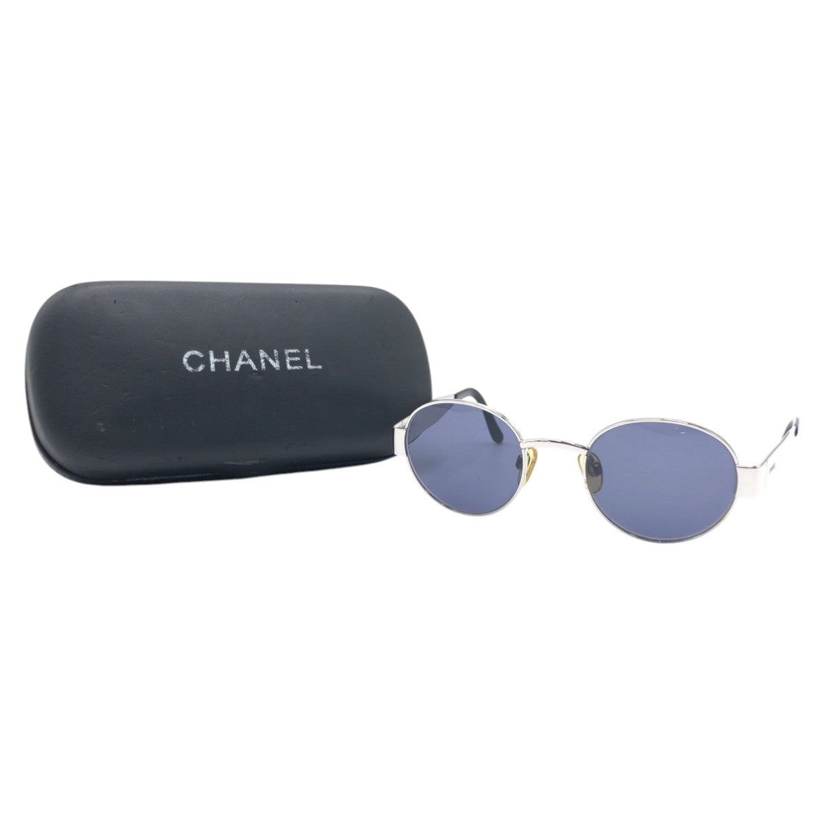 13571
CHANEL シャネル ヴィンテージ サイドロゴ シルバー ブルー メタル 06933 45002 サングラス ラウンド レディース