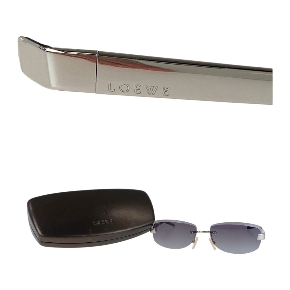 14118
LOEWE ロエベ シルバー パープル ブラック メタル SLW066 COL 579 サングラス スクエア メンズ