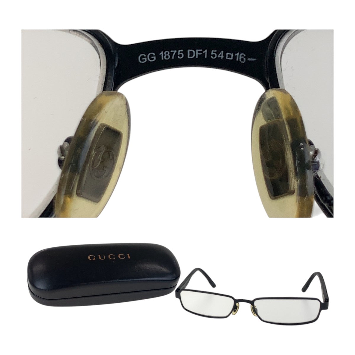 14120
GUCCI グッチ ブラック 黒 メタル GG 1875 DF1 54◻︎16 メガネ 男女兼用 メンズ