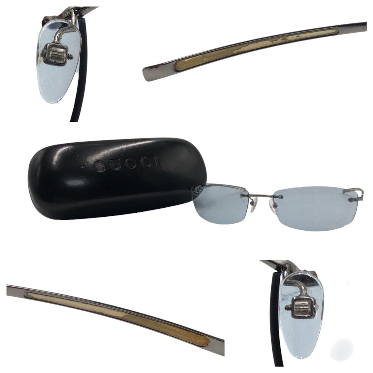 GUCCI グッチ GGロゴ ブルー シルバー メタル GG 177518 6LB 60◻︎17 125 サングラス 男女兼用 スクエア メンズ
