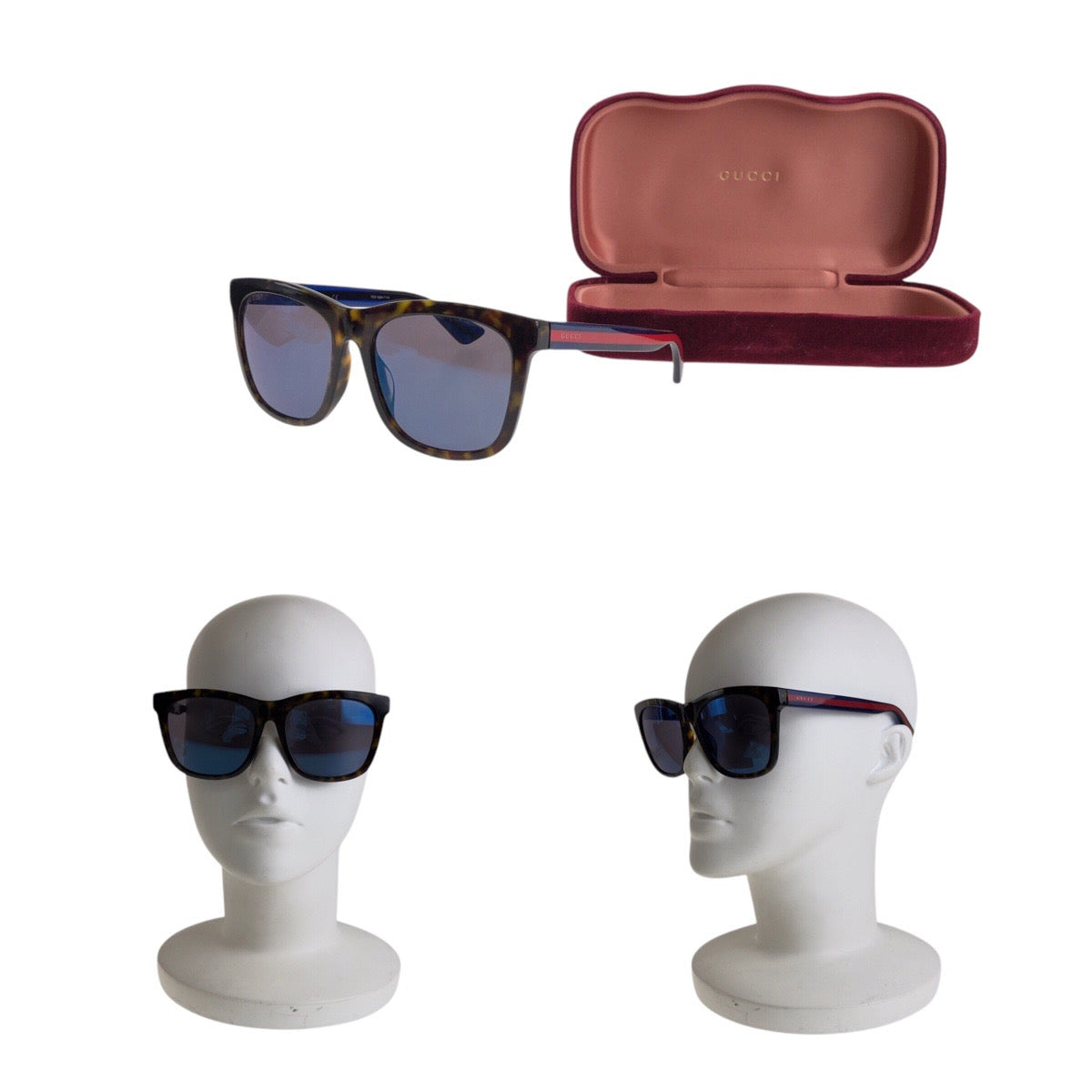 13574
GUCCI グッチ シェリーライン 琥珀柄 ブラウン ブルー レッド シルバー金具 プラスチック GG0057SK 004 5618 サングラス ウェリントン メンズ