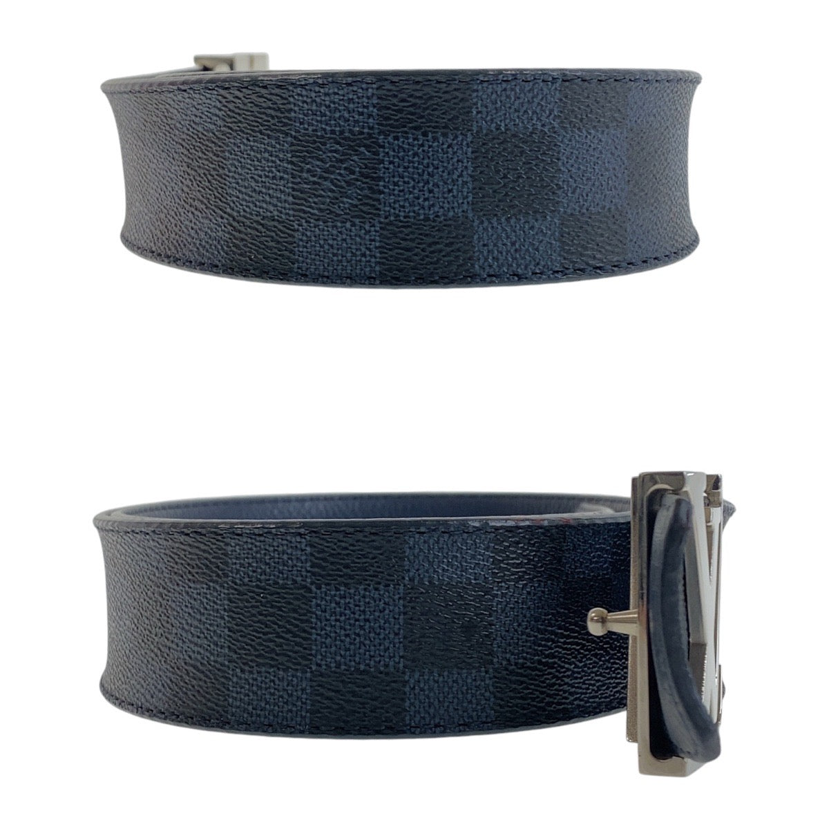 LOUIS VUITTON ルイヴィトン ダミエ サンチュール 95/38 ネイビー シルバー金具 レザー M9210 ベルト メンズ