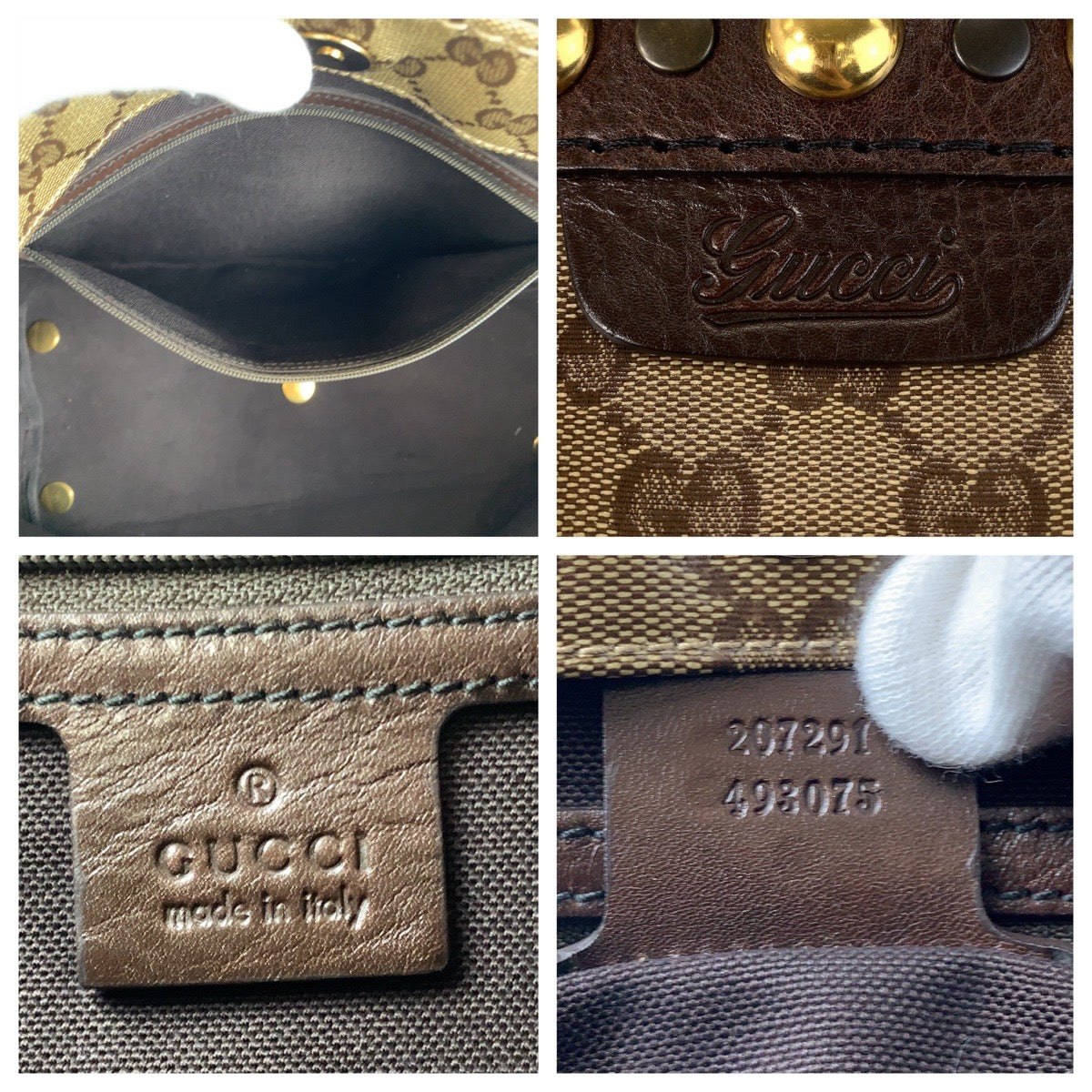 13671
GUCCI グッチ GGクリスタル ブラウン ゴールド金具 PVC / レザー 207291 トートバッグ ショルダーバッグ レディース