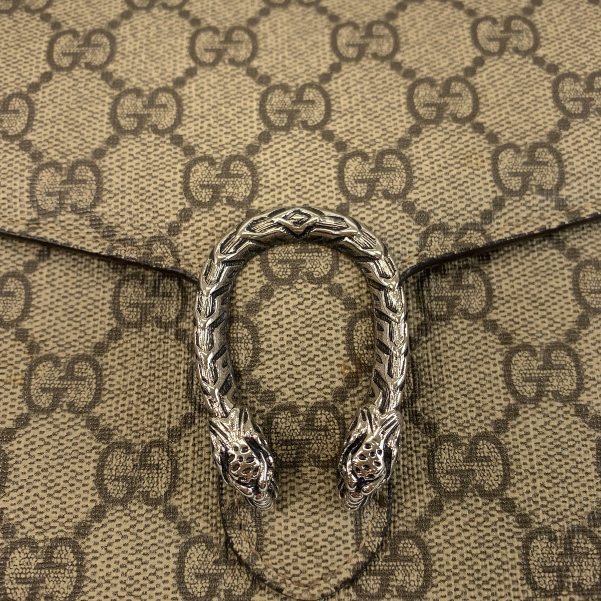 GUCCI グッチ ディオニュソス ベージュ シルバー金具 GGスプリームキャンバス 401231 斜め掛け ショルダーバッグ チェーンウォレット レディース