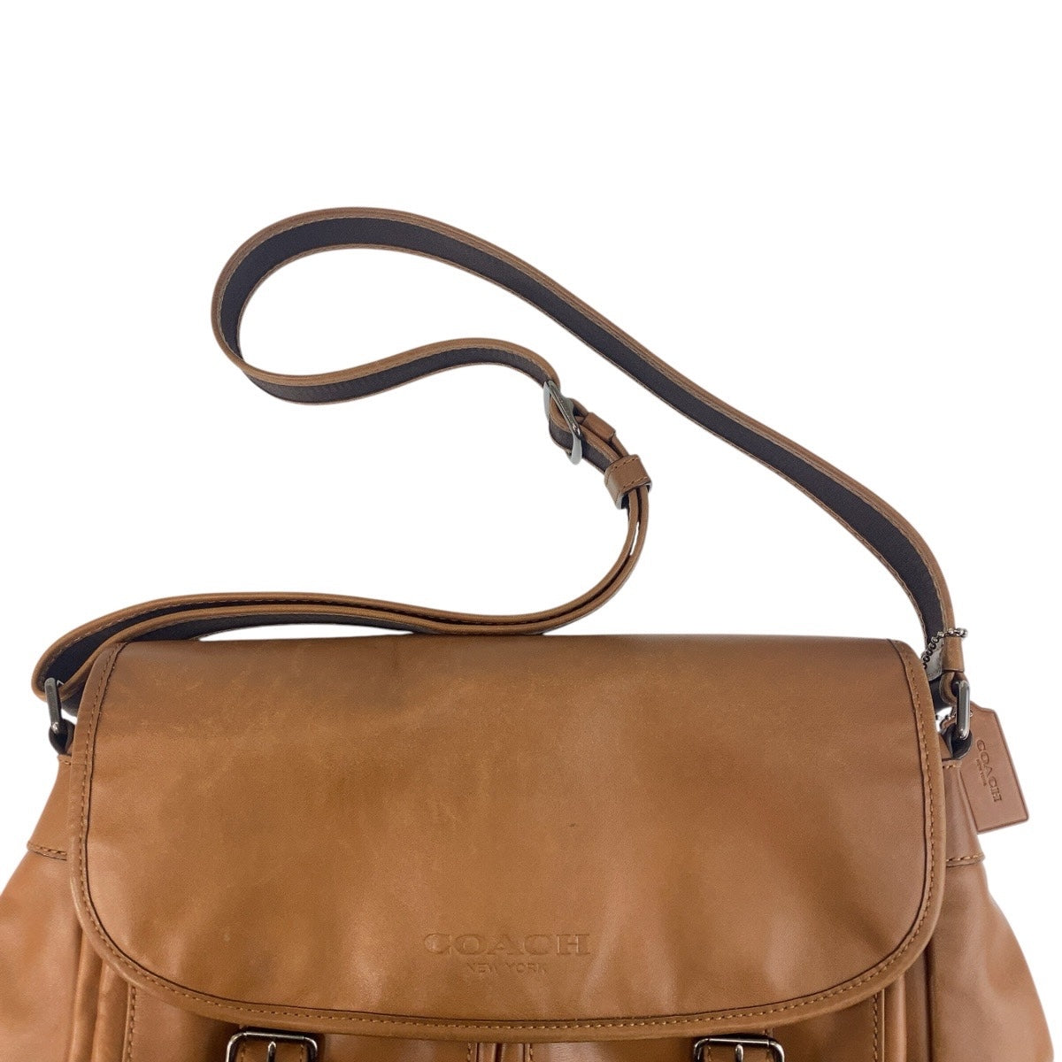 14175
COACH コーチ ブラウン シルバー金具 レザー 1493 ショルダーバッグ メッセンジャーバッグ メンズ