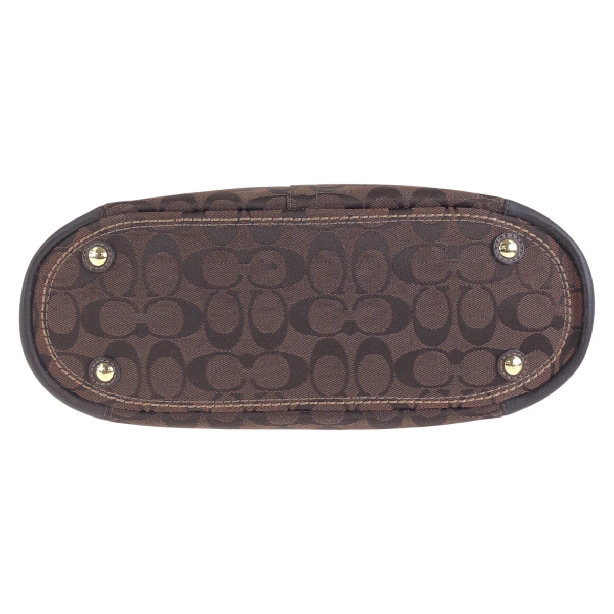 13707
COACH コーチ シグネチャー ブラウン ゴールド金具 キャンバス / レザー トートバッグ ハンドバッグ レディース