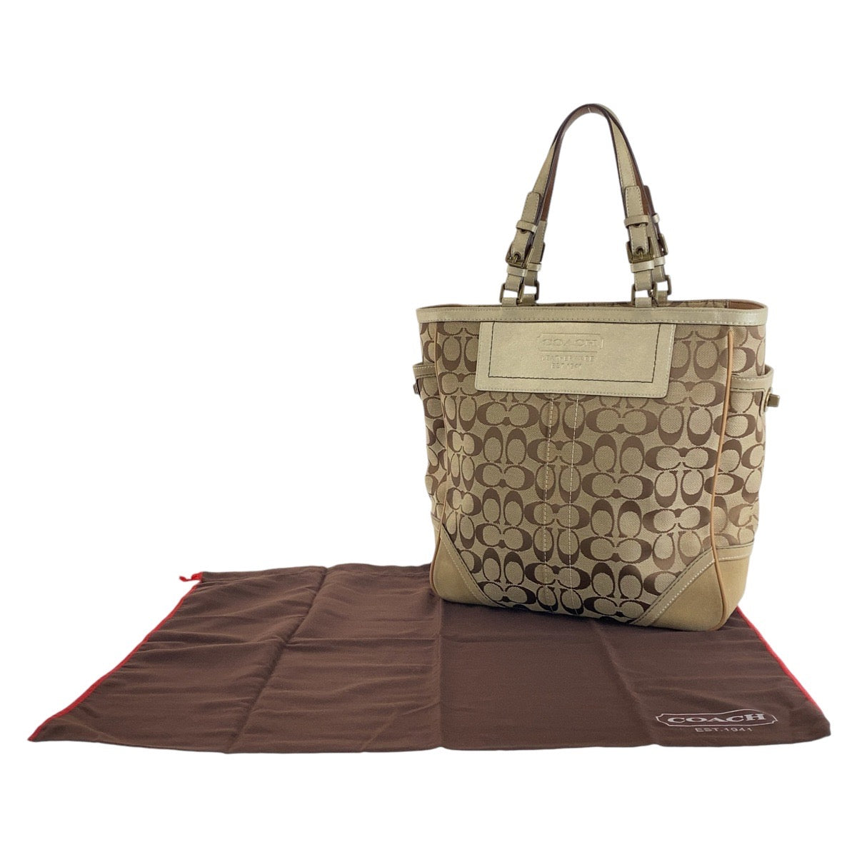 13719
COACH コーチ シグネチャー ベージュ ゴールド ゴールド金具 キャンバス トートバッグ ショルダーバッグ レディース ABP5