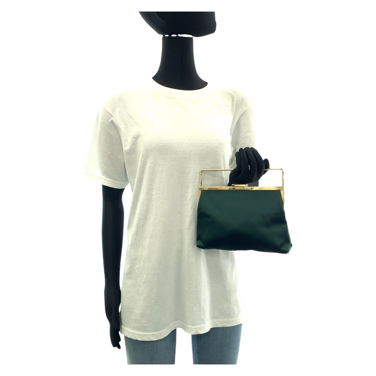 13741
GUCCI グッチ ヴィンテージ グリーン ゴールド金具 サテン 5041603280 ハンドバッグ アクセサリーポーチ バニティバッグ レディース
