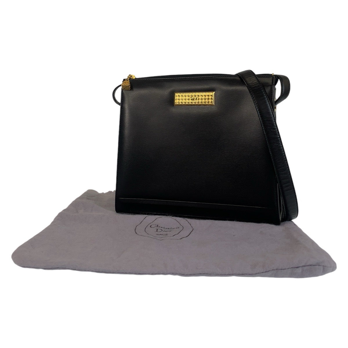 13769
Christian Dior Vintage Black Gold Hardware Leather Crossbody Shoulder Bag Messenger Bag for Women