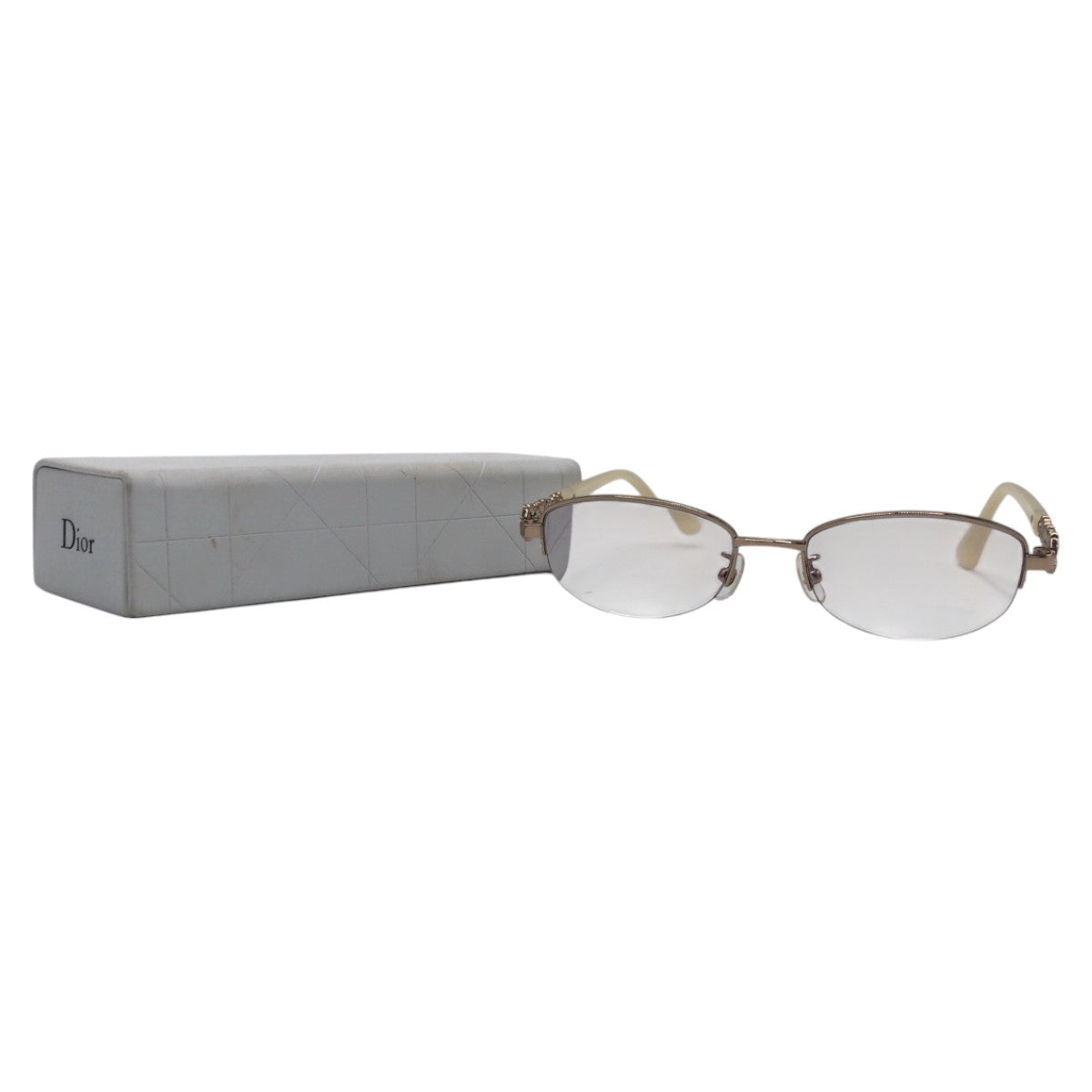 13793
Christian Dior クリスチャンディオール ラインストーン ホワイト シルバー プラスチック / チタン CD7741 J メガネ サングラス フレーム レディース