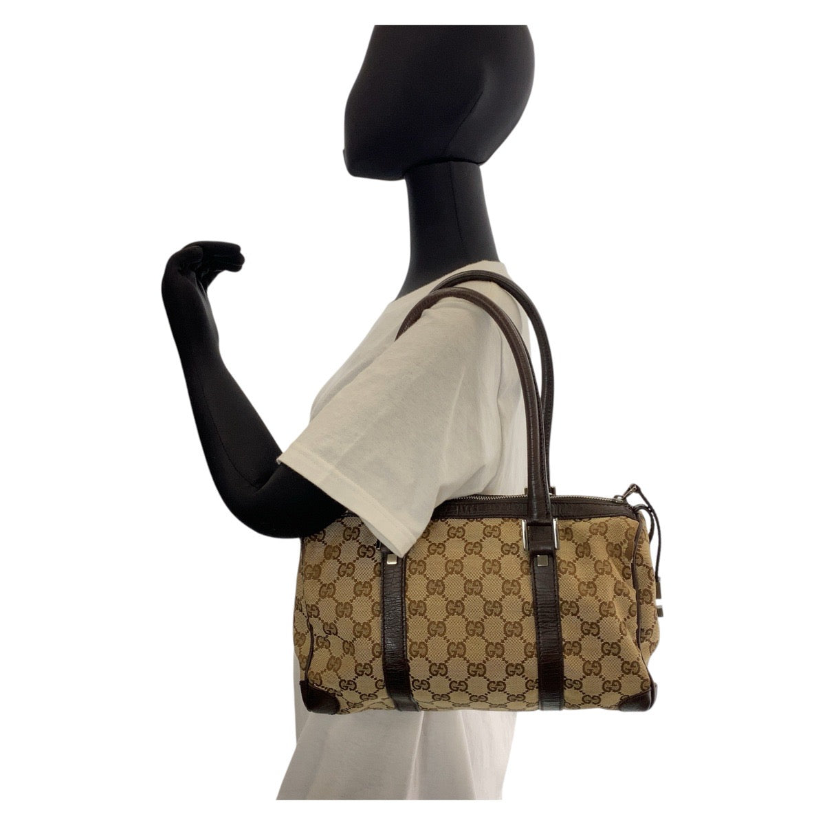 14230
GUCCI グッチ ベージュ ブラウン GGキャンバス / レザー 30458 ハンドバッグ ボストンバッグ レディース