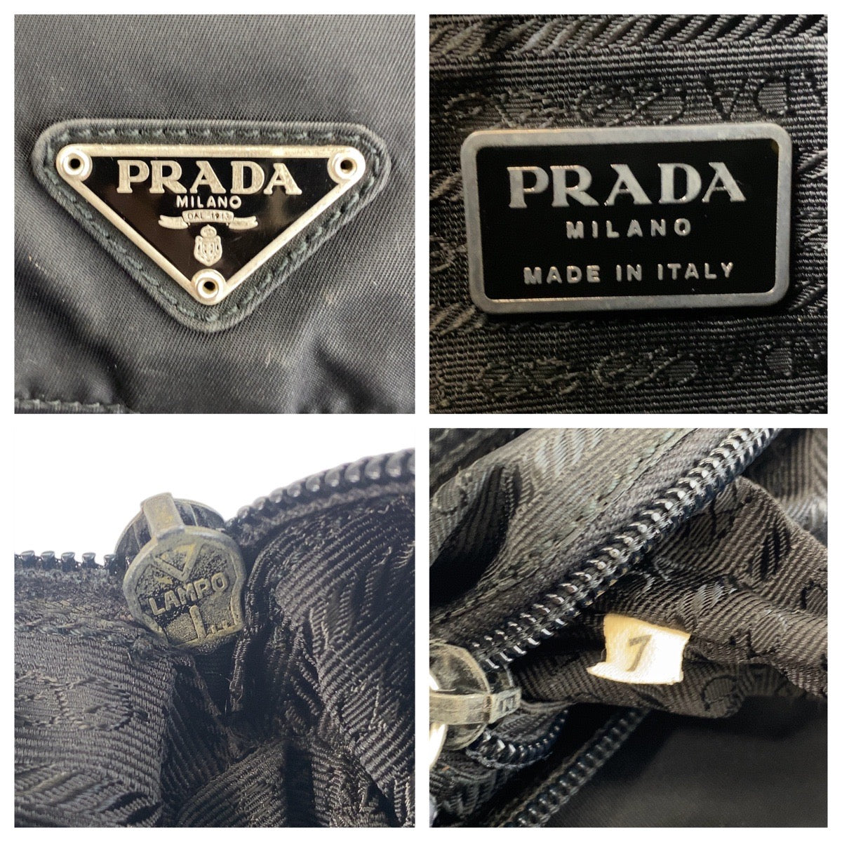 14240
PRADA プラダ テスート 三角ロゴプレート ブラック 黒 シルバー金具 ナイロン 斜め掛け ショルダーバッグ メッセンジャーバッグ レディース