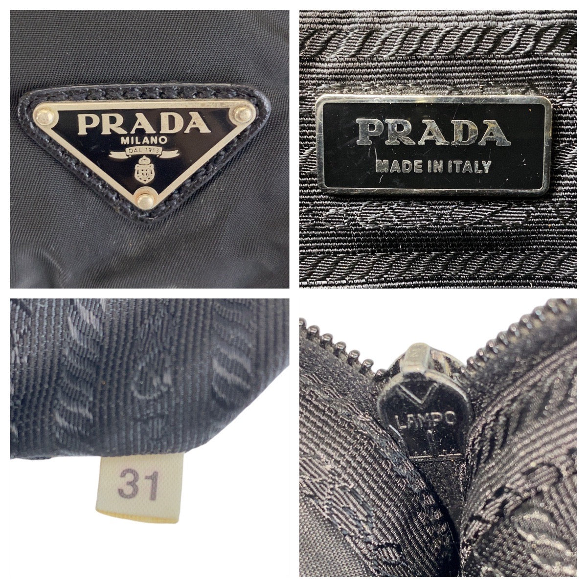 14244
PRADA プラダ テスート 三角ロゴプレート ブラック 黒 シルバー金具 ナイロン 斜め掛け ショルダーバッグ ポシェット 男女兼用 レディース ABP19