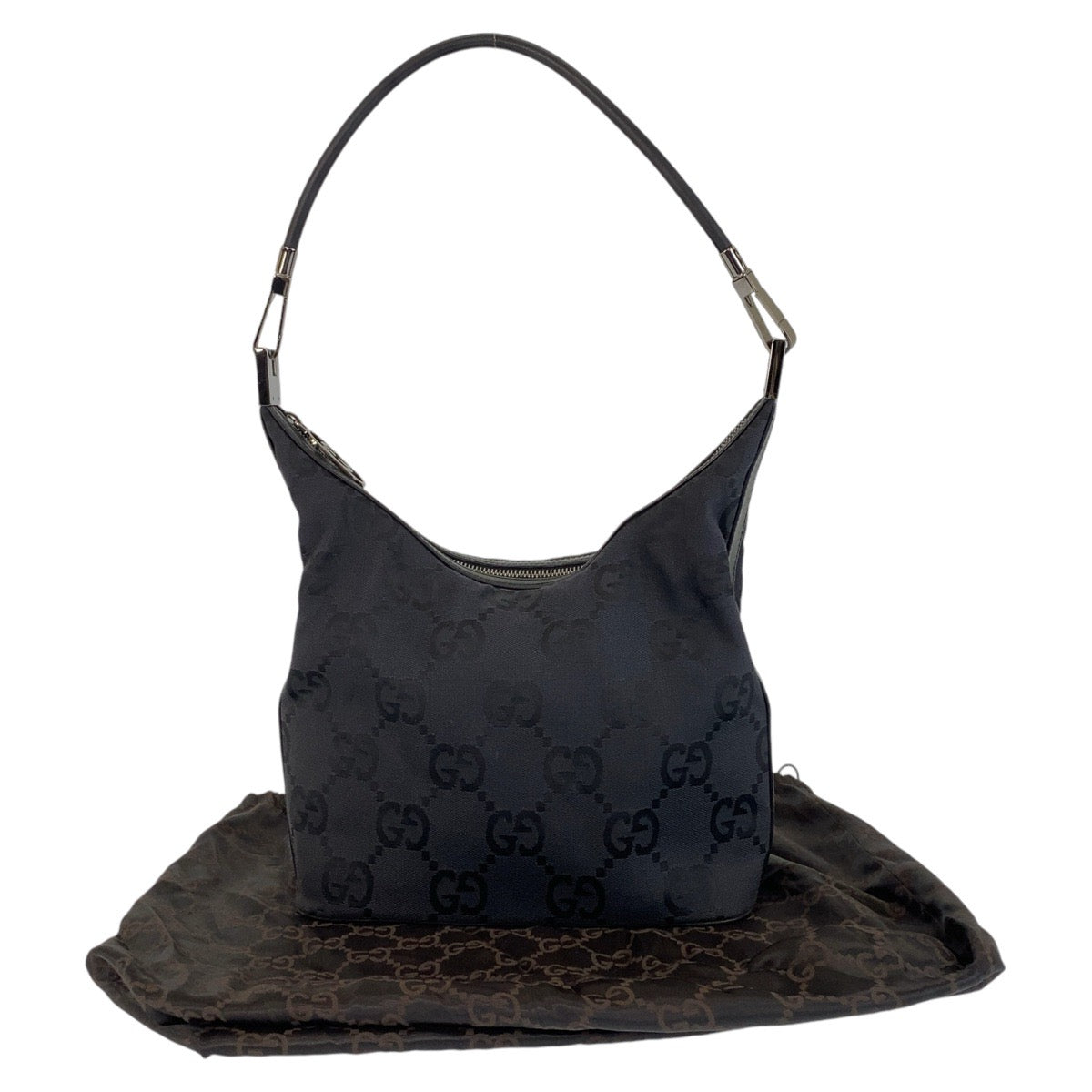 14247
GUCCI グッチ ブラック 黒 シルバー金具 GGキャンバス / レザー 001 3814 ショルダーバッグ レディース