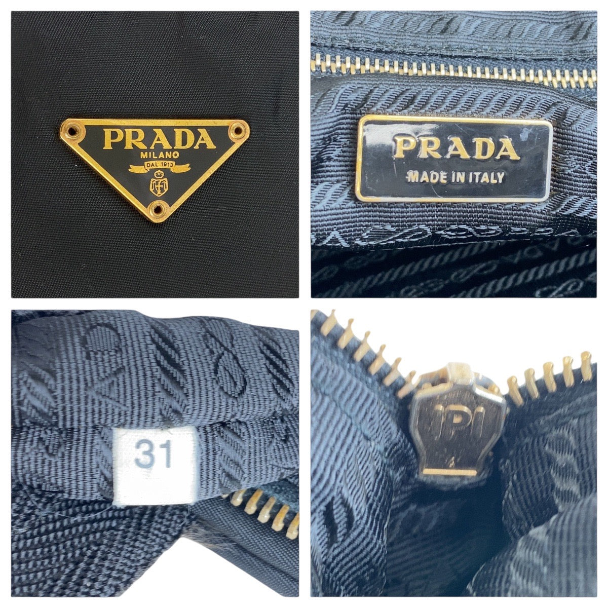 13829
PRADA プラダ テスート 三角ロゴプレート ブラック 黒 ゴールド金具 ナイロン ショルダーバッグ ビジネスバッグ レディース