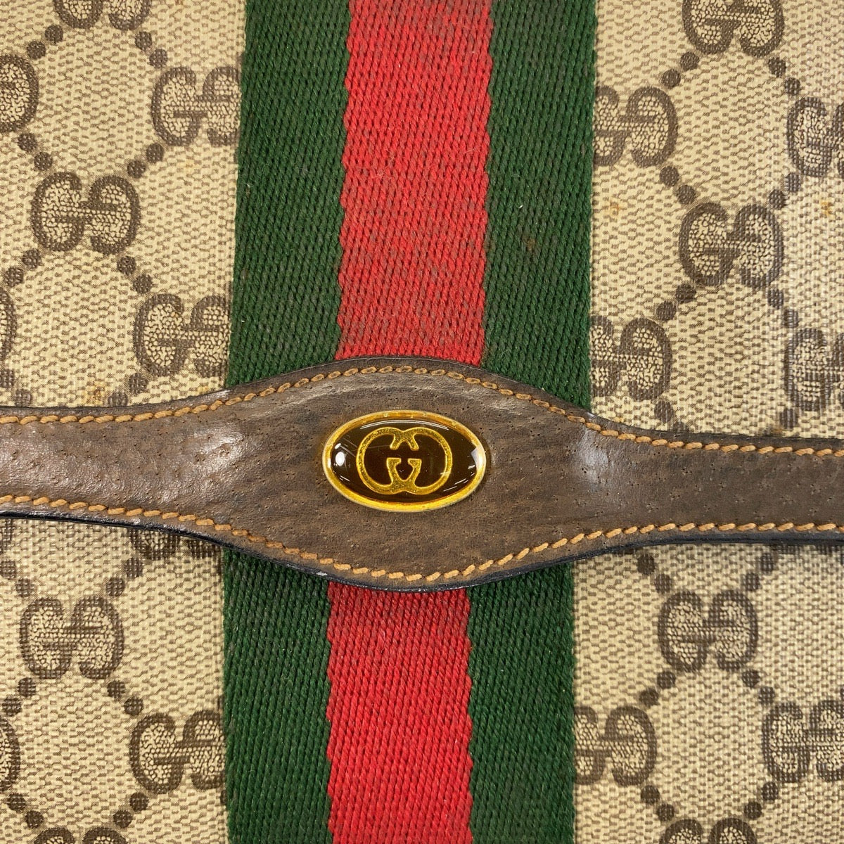 14305
GUCCI グッチ シェリーライン オールドグッチ ベージュ ブラウン GGスプリームキャンバス / レザー 89 01 007 クラッチバッグ レディース