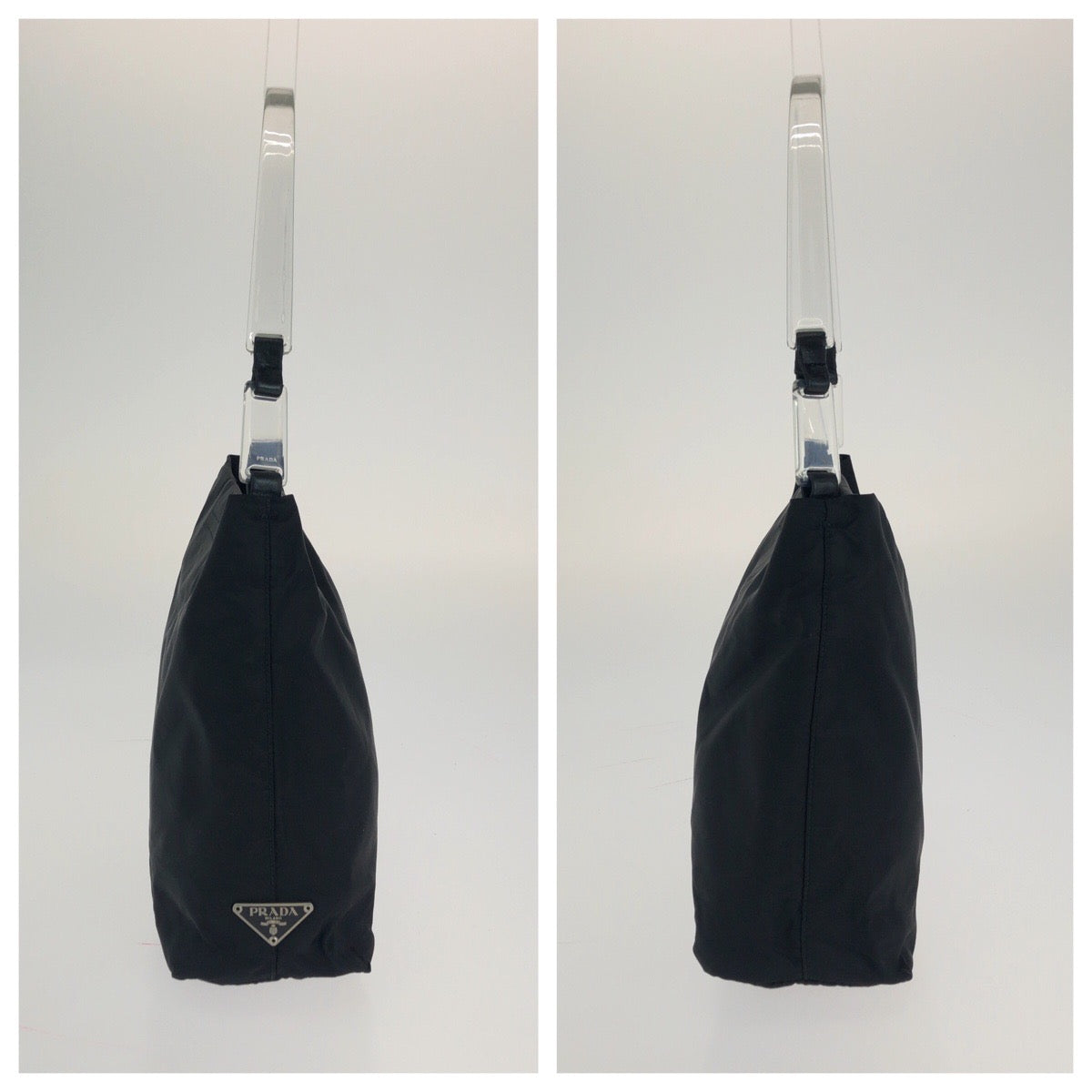 14309
PRADA プラダ テスート 三角ロゴプレート ブラック 黒 シルバー金具 ナイロン / プラスチック ショルダーバッグ レディース