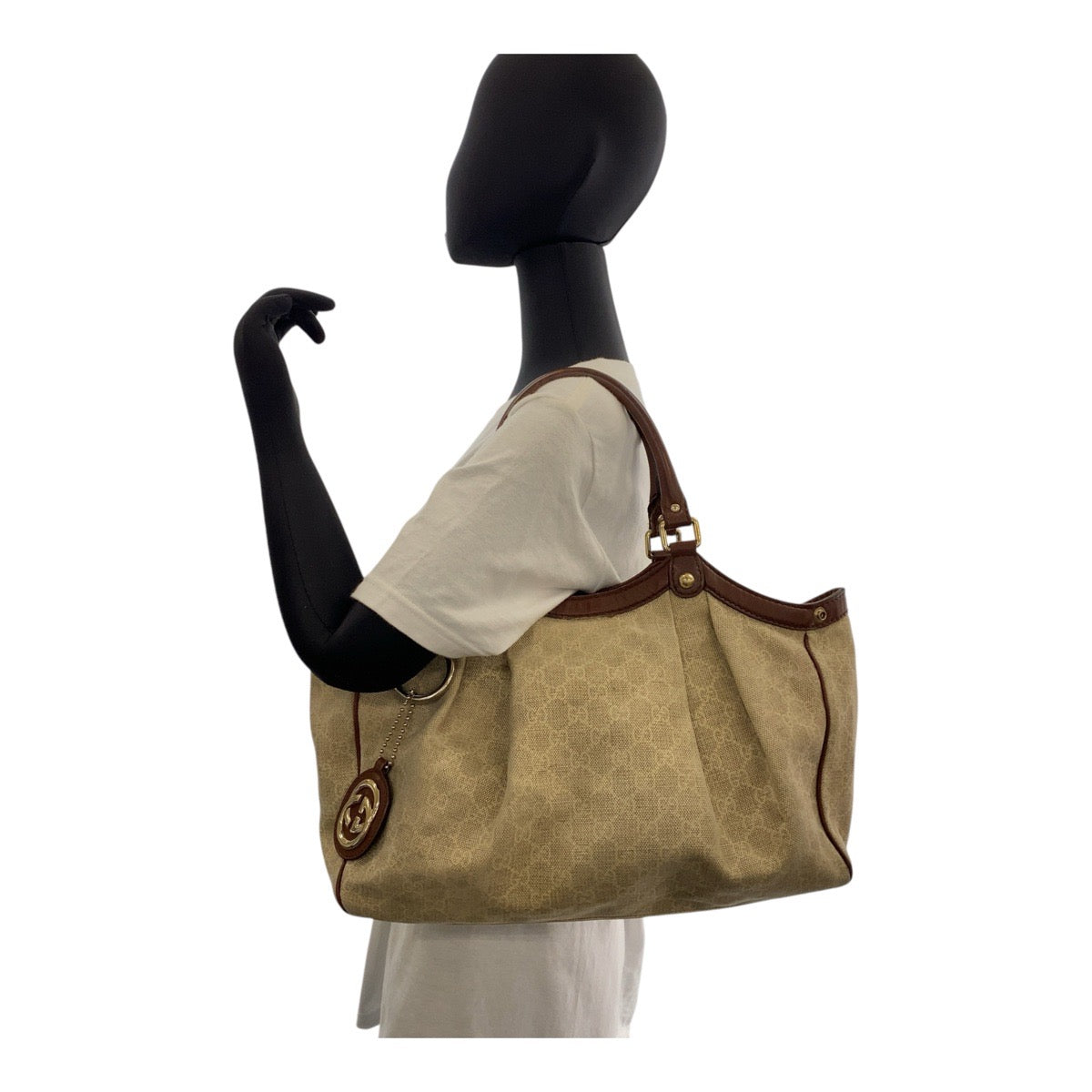 14319
GUCCI グッチ スーキー ベージュ ブラウン ゴールド金具 GGキャンバス / レザー 211944 トートバッグ ショルダーバッグ レディース