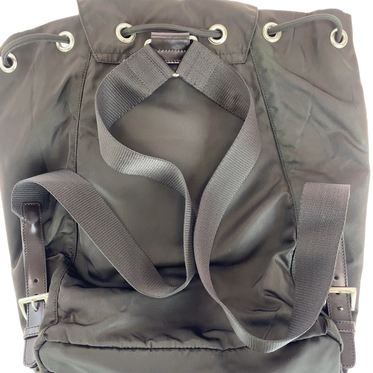 14322
PRADA プラダ テスート 三角ロゴプレート ブラウン シルバー金具 ナイロン / レザー リュック・デイパック バックパック レディース